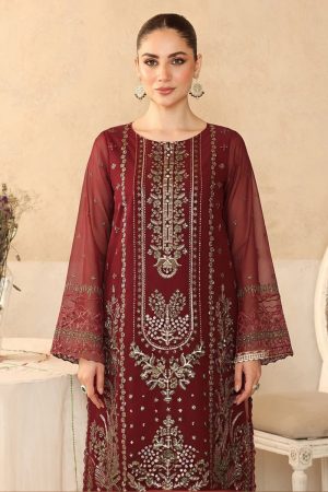 Ramsha Embroidered Chiffon Salwar Suit In Maroon 202384 02