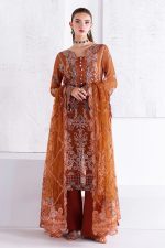 Ramsha Embroidered Chiffon Salwar Suit In Orange 202370 01