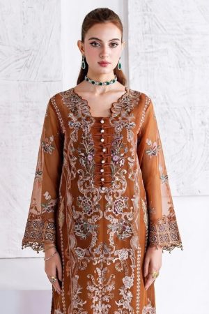 Ramsha Embroidered Chiffon Salwar Suit In Orange 202370 02
