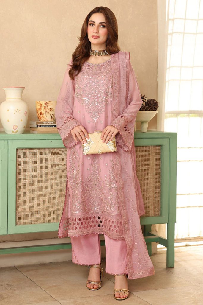 Ramsha Embroidered Chiffon Salwar Suit In Pink 202381 01