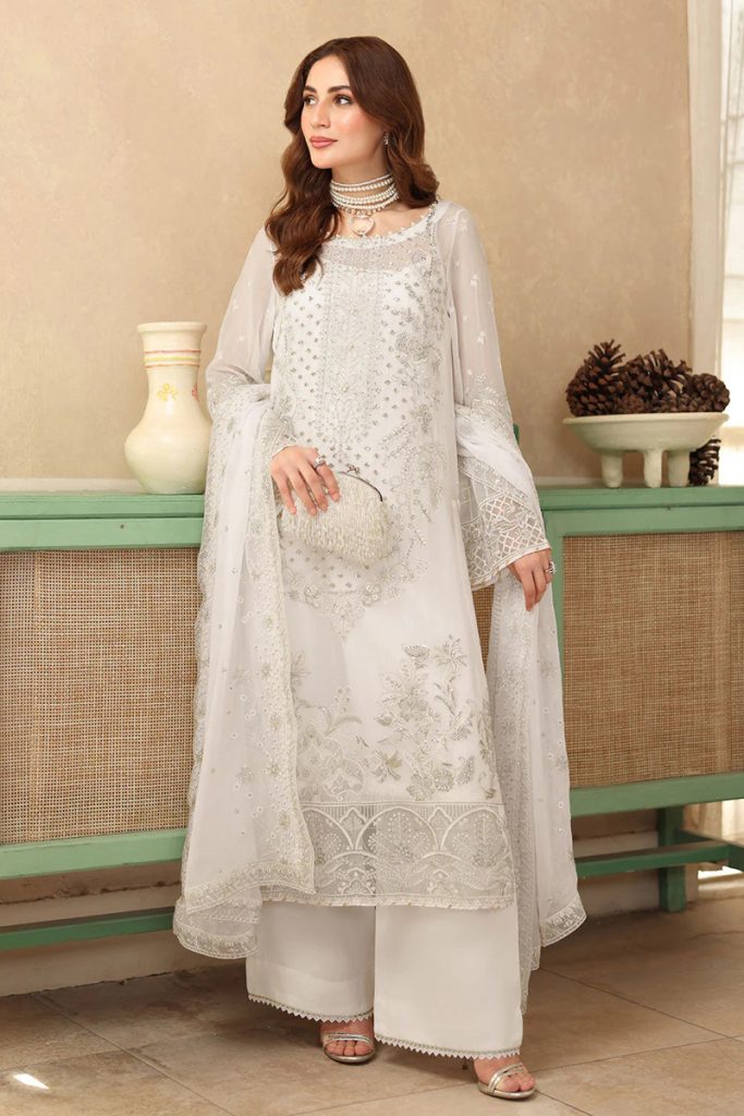 Ramsha Embroidered Chiffon Salwar Suit In White 202383 01