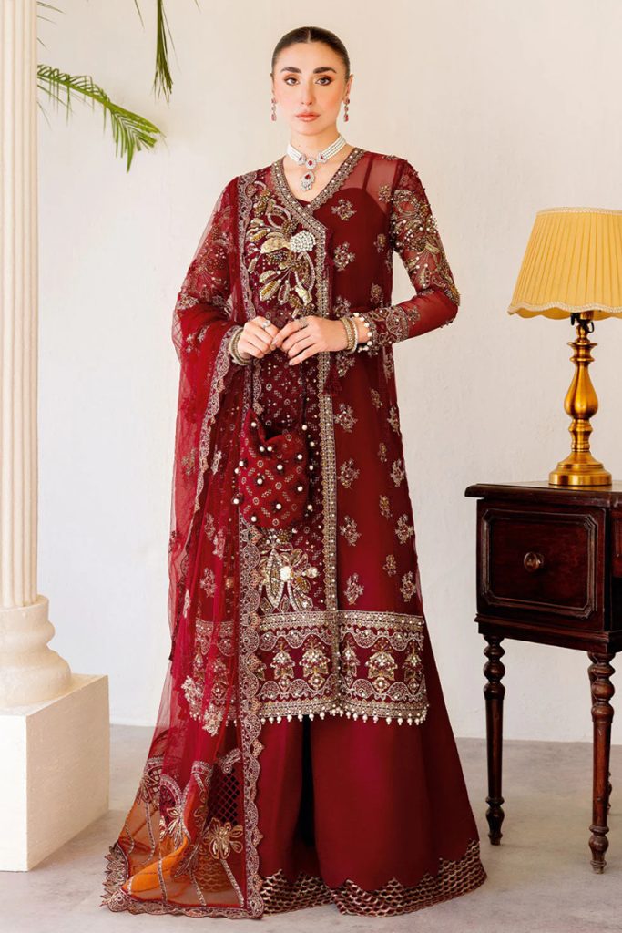 Ramsha Wedding Embroidered Salwar Suit In Maroon 202392 01