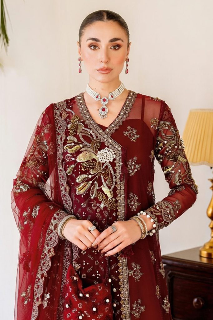 Ramsha Wedding Embroidered Salwar Suit In Maroon 202392 02