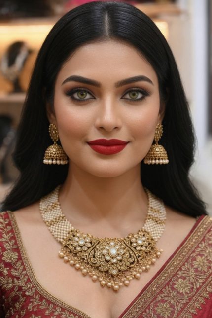 Kundan Necklaces Chocker Set In Golden 2466
