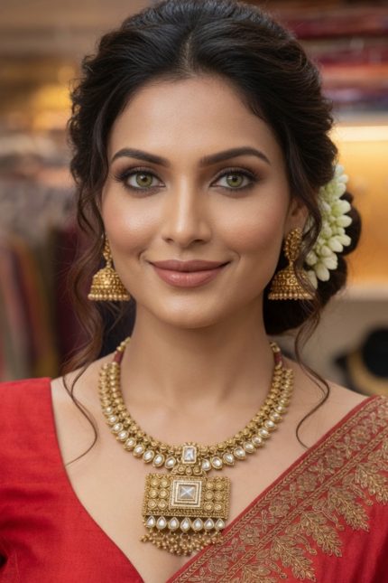 Kundan Necklaces Set In Golden 2462