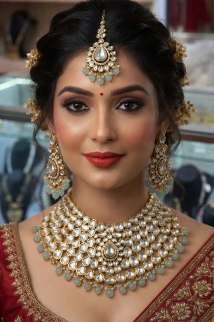 Kundan Necklaces Set In Green 24211