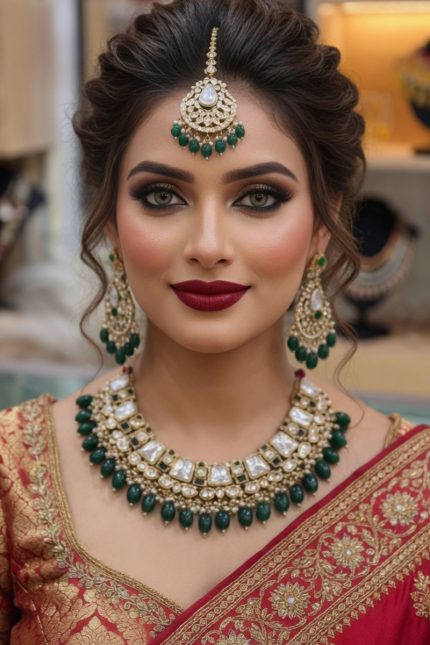Kundan Necklaces Set In Green 24461