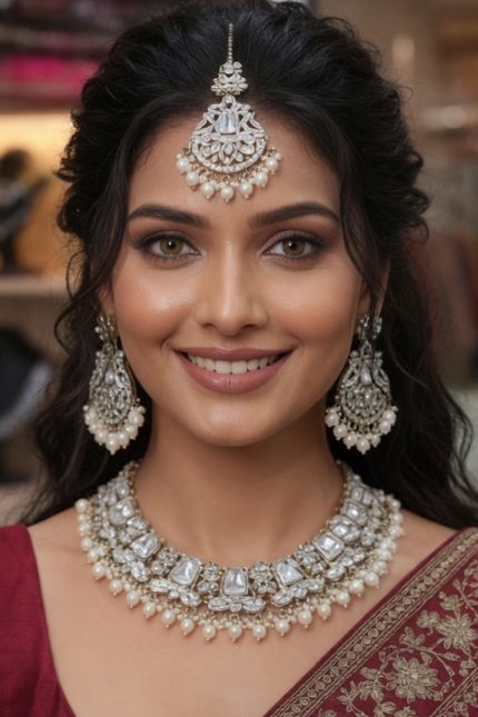 Kundan Necklaces Set In White 2426