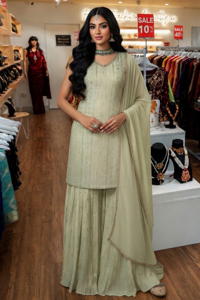 Straight Garara Salwar Suit In Green 202426 01