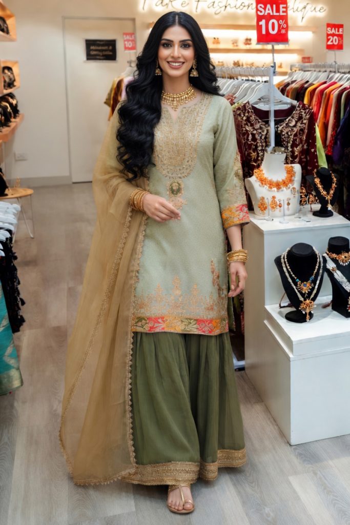 Straight Garara Salwar Suit In Green 202431 01