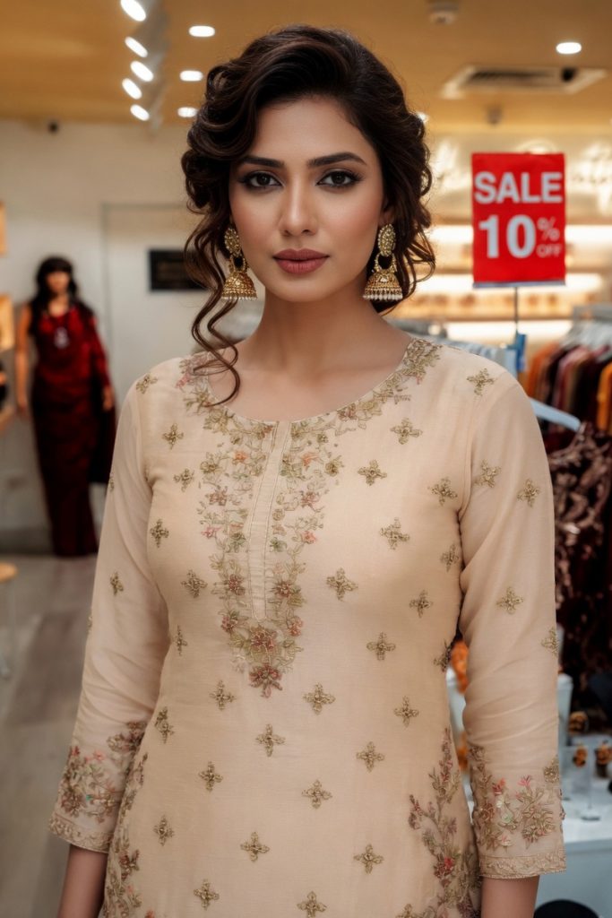 Straight Plazzo Salwar Suit In Beige 202404 02
