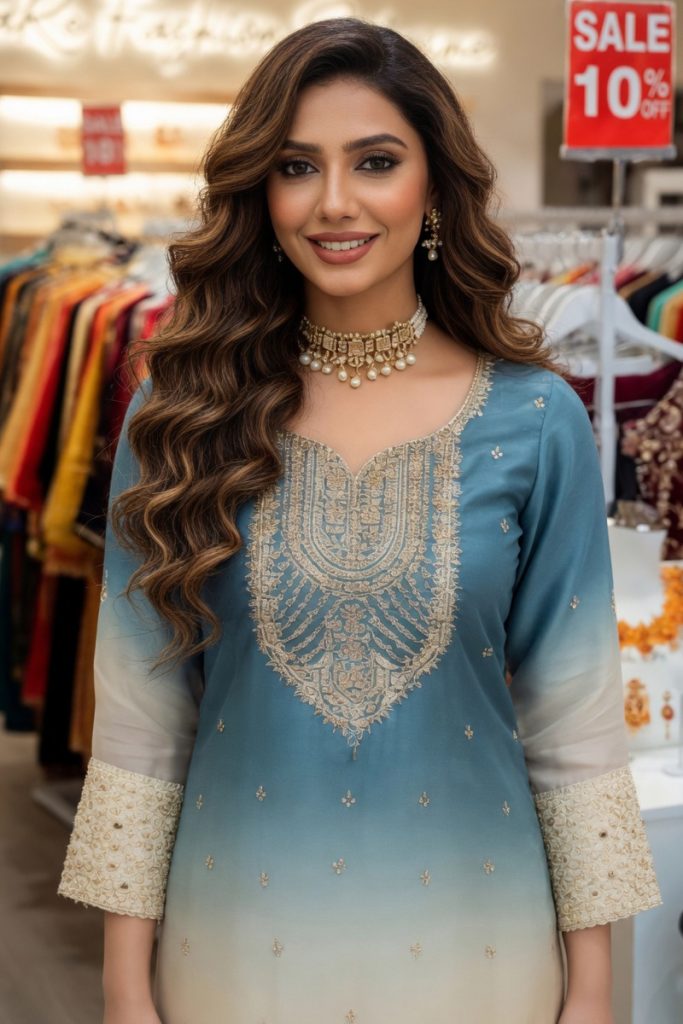 Straight Plazzo Salwar Suit In Blue 202407 02