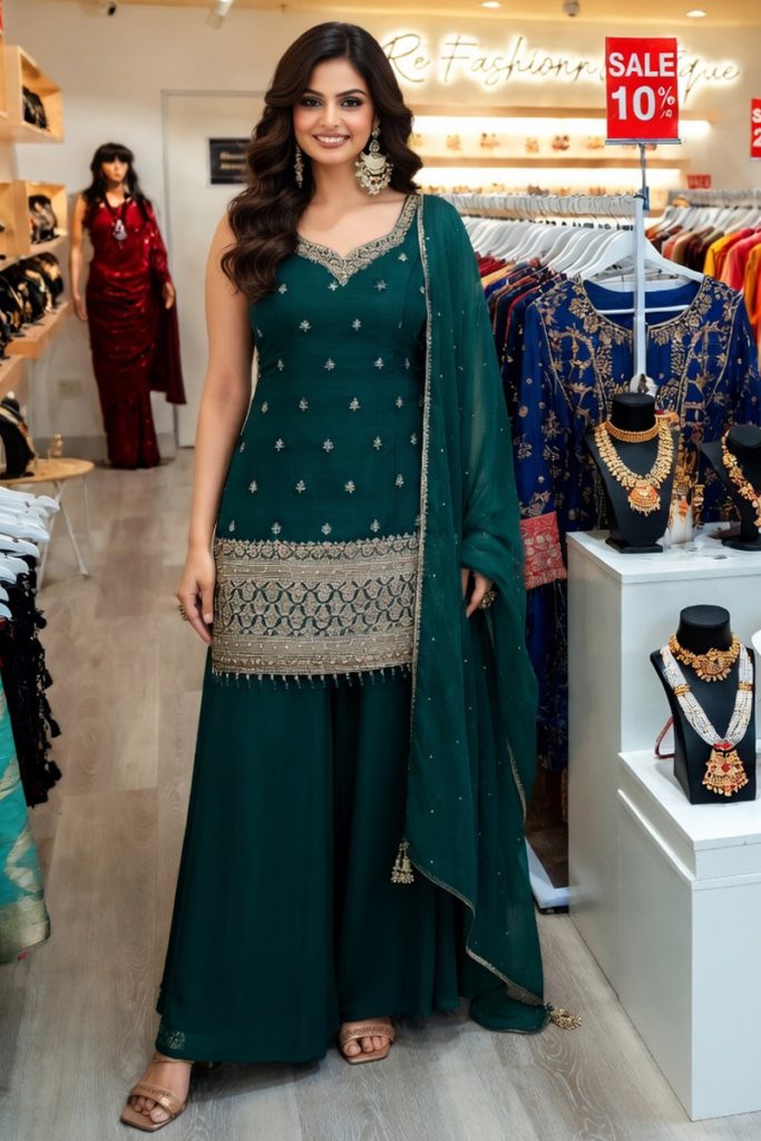 Straight Plazzo Salwar Suit In Blue 202418 01