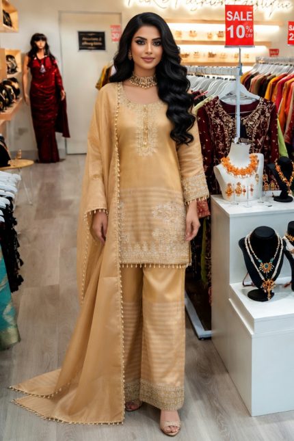 Straight Plazzo Salwar Suit In Golden 202420 01