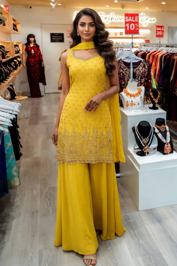 Straight Plazzo Salwar Suit In Mustard 202433 01