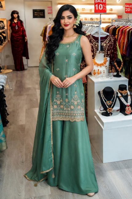 Straight Plazzo Salwar Suit In Sea Green 202438 01