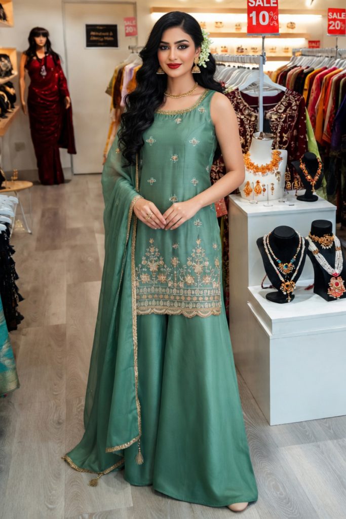 Straight Plazzo Salwar Suit In Sea Green 202438 01