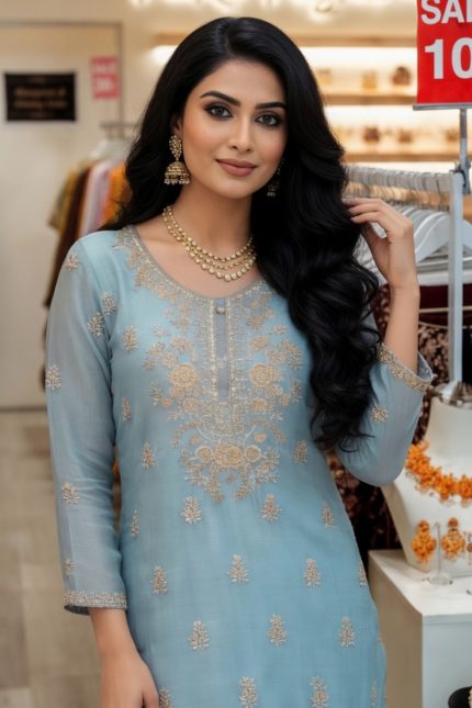 Straight Plazzo Salwar Suit In Sky Blue 202446 02