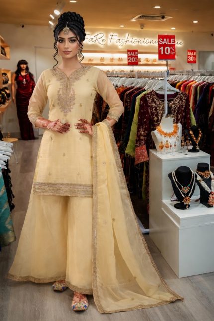 Straight Plazzo Salwar Suit In Beige 202461 01
