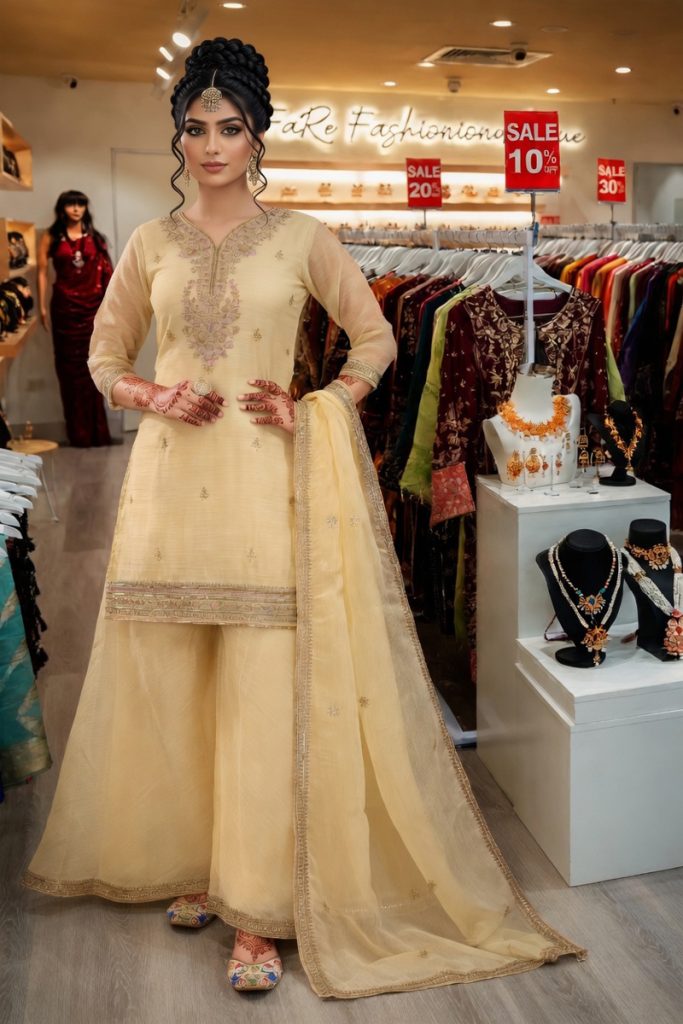 Straight Plazzo Salwar Suit In Beige 202461 01
