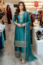 Straight Plazzo Salwar Suit In Green 202467 01