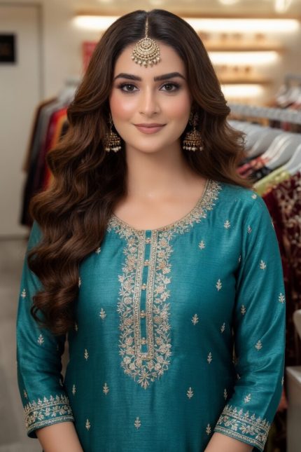 Straight Plazzo Salwar Suit In Green 202467 02