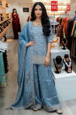 Straight Plazzo Salwar Suit In Sky Blue 202473 01